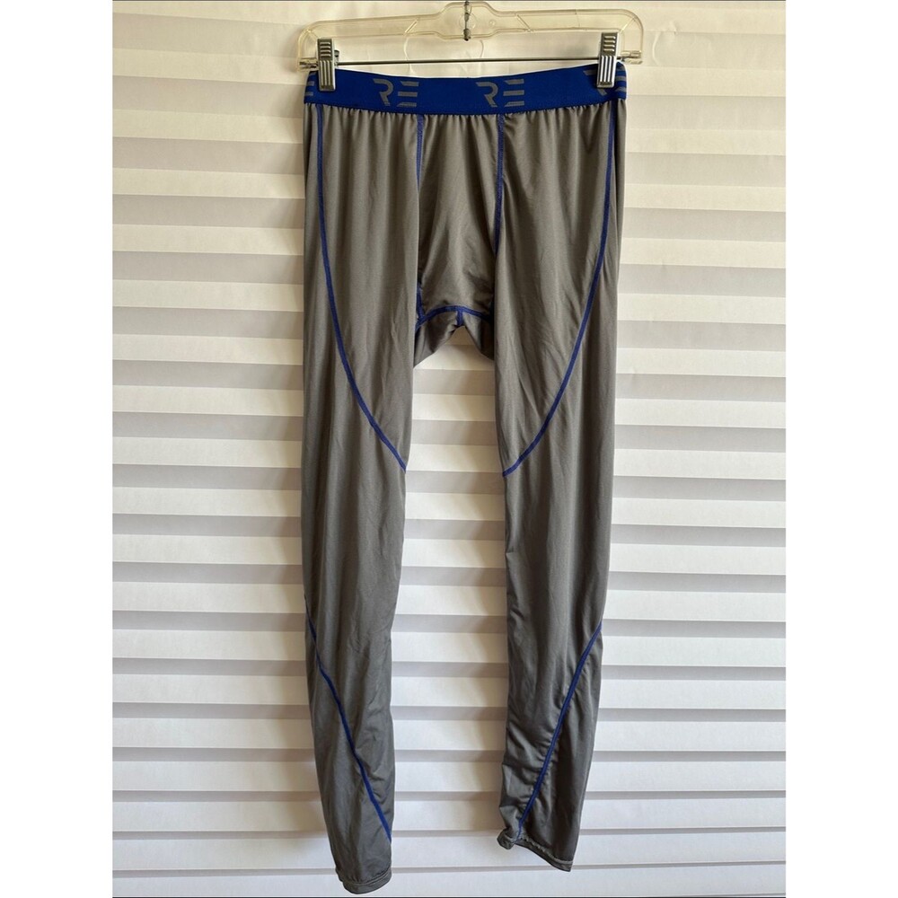Real Essentials Men's Gray & Blue Compression Pants Athletic Leggings Size XL